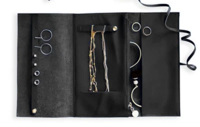 Joyería de viaje cosmética maquillaje bolsa reloj pulsera cuero vaca bolsa negro H979 Foto 1 de 3