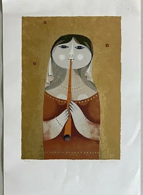 SAMI BRISS Niña Con Flauta Firmado Edición Limitada Impresión 76/250 Arte Foto 1 de 4