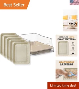 5-Pack Disposable Litter Boxes, Litter Pans Include 1 Reusable Plastic Cat Li... - Picture 1 of 7
