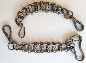 1900s ANTIQUE MASONIC UNIFORM BELT SWORD HANGERS PAIR GILT CHAINS 5" - Picture 1 of 2