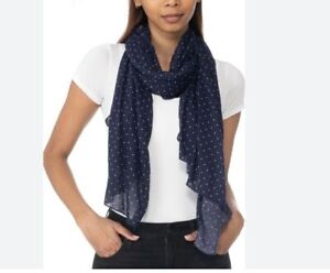 JENNI Jersey polka dots women's scarf wrap- NAVY / WHITE