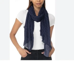 JENNI Jersey polka dots women's scarf wrap- NAVY / WHITE - Picture 1 of 7