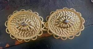 GORGEOUS VINTAGE LARGE SIGNED MIMI DI N GOLD 2 PIECE BELT BUCKLE 1981 - Picture 1 of 11