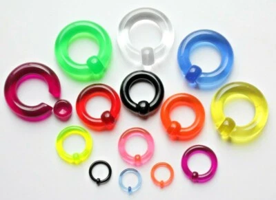 2mm-10mm CBR Genital Prince Albert Heavy Gauge Acrylic Colour Captive Bead Ring - Image 1 of 4