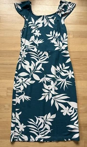 Old Navy Women's Blue Floral Rayon Square Neck Short Sleeve Knee Length Med/Tall - Picture 1 of 5