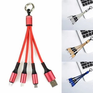 USB 3 in 1 Type-C 3A Phone Charger IOS Fast Charging Keychain Micro USB Cable - Picture 1 of 18