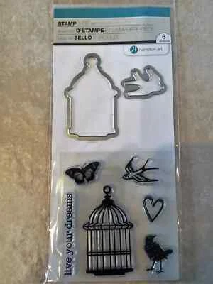 Juego de sellos y troqueles transparentes Hampton Art Live Your Dreams jaula para pájaros SC0790 NUEVO Foto 1 de 2