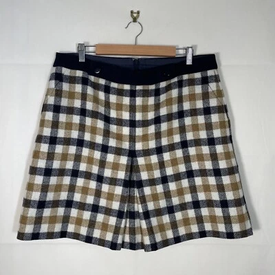 Hobbs Skirt Womens Yellow Navy Size 16 Moon Wool Checked Party - Image 1 of 4
