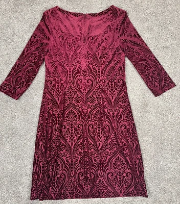 R&K Dress Womens 8 Paisley Velvet Burnout Fairy Grunge Whimsigoth Midi Holiday - Image 1 of 4