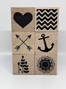 Stampabilities Lot of 6 Stamps - Arrows, Anchor, Heart, Mandala, Chevrons, Plant - Picture 1 of 4