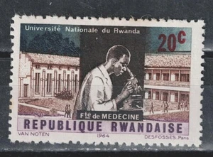 Rwanda Medicine Scientist Microscope stamp 1964 MLH A-4 - Picture 1 of 1