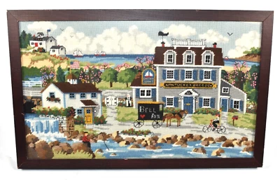 Vintage Nantucket Breeze Tapestry Needlepoint Framed Large 21.5"x13.5" Coastal - Image 1 of 4