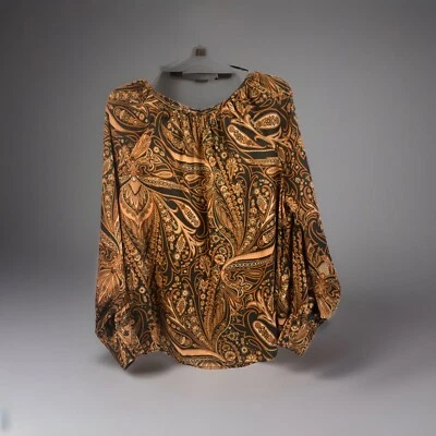 Blusa Richard Allen X H&M Marrón/Naranja Cachemira Manga Larga Botón - Para Mujer 10 Foto 1 de 4