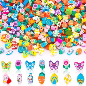 Easter Polymer Clay Beads,300Pcs Bunny Flowers Carrots Eggs Butterflies Mixed Sp - Picture 1 of 5
