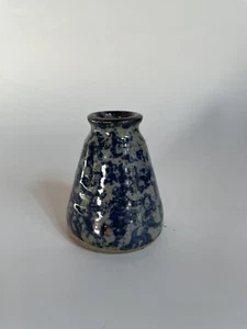 VTG 1981 Bastine Art Pottery Bud Vase Inkwell Spongeware 3.5” Cone Shape Signed - Picture 1 of 5