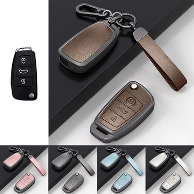 Zinc Alloy Leather Car Key Case Cover For Audi S3 A3 A6 TT A4 S4 RS4 Q5 RS6 Q7 - Image 1 of 4
