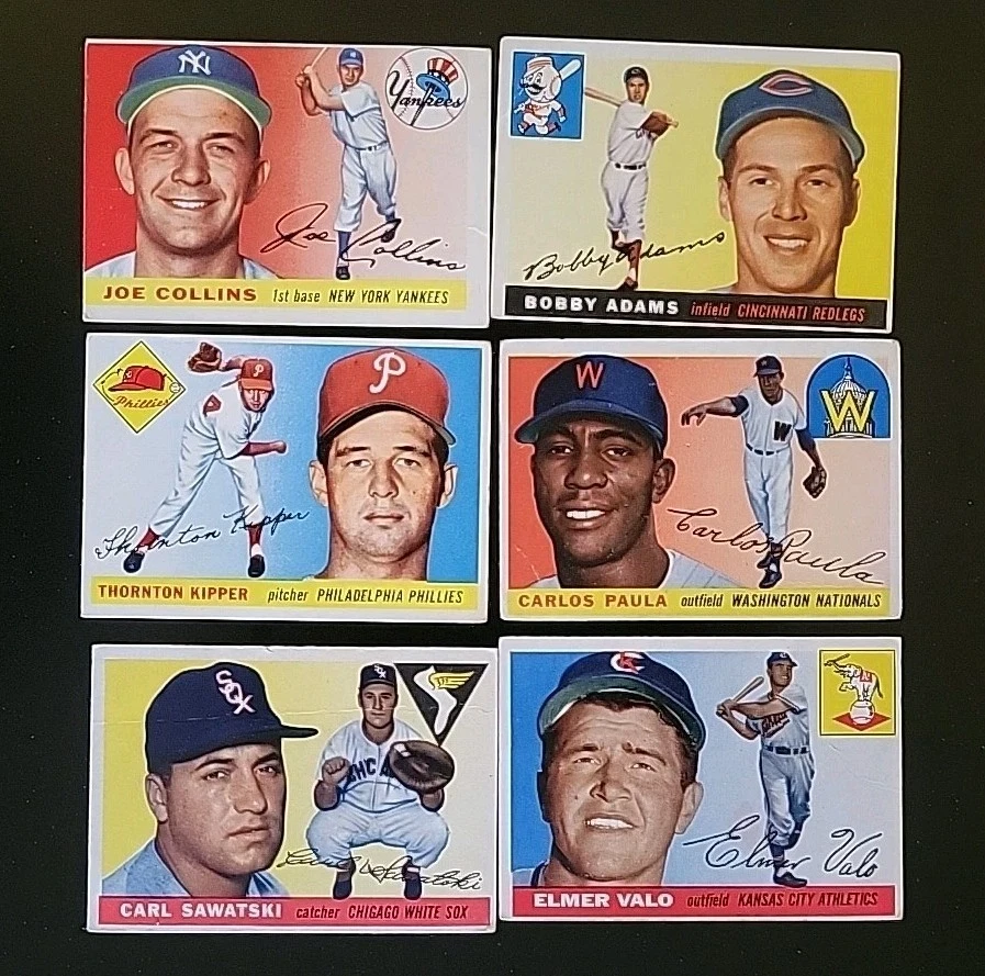 1955 Topps Baseball Lot- 6 Different Cards - W/ Bobby Adams and Elmer Valo - Image 1 of 4