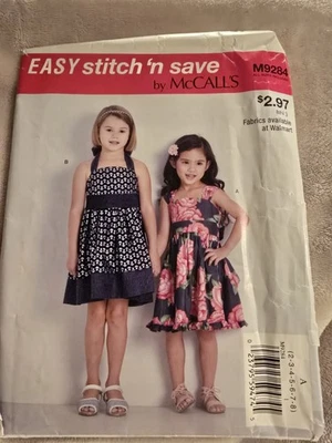McCall's Stitch N Save 9284 Child's Girl's Dress Sewing Pattern Size 2-8 Uncut - Image 1 of 2