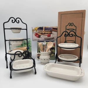 Longaberger Miniature Pitcher Utensils Pie Mixing Bowl Casserole Lot - Picture 1 of 24