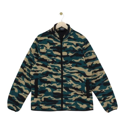 Puma Camo Fleece Jacket Mens Size M Green Full Zip Winter Sherpa - Image 1 of 4