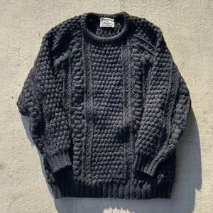 Rossan Vintage Hand Knit Navy Wool Popcorn Knit Used - Picture 1 of 5
