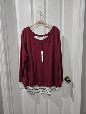 Caslon Petite XL sudadera/suéter rojo fino, aspecto en capas, muy suave; espalda única Foto 1 de 4