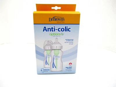 Dr. Brown's Anti-colic Options+ Wide-Neck Baby Bottle, 9 Once x2 - Image 1 of 4