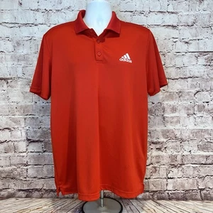 adidas Men’s Red Logo Short Sleeve Performance Polo Shirt Size Large - Picture 1 of 6
