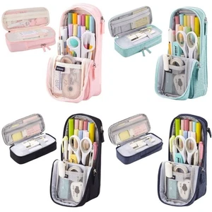 Estuche para lápices plegable bolsa de almacenamiento para bolígrafos cajas fijas para estudiantes gran capacidad EE. UU. - Imagen 1 de 16