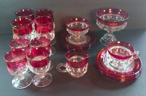 Tiffin Franciscan Kings Crown Ruby Flashed Top Thumbprint CHOICE of PIECES EUC - Picture 1 of 54