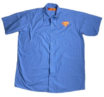 Red Kap Superman Work Button Shirt Mens Sz L  DC Comics Warner Superhero Capes - image 1 of 4