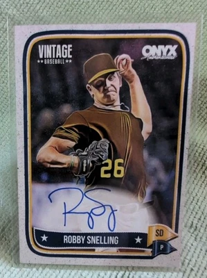 ROBBY SNELLING 2024 Onyx Vintage Baseball  Blue Ink AUTO San Diego Padres - Image 1 of 3