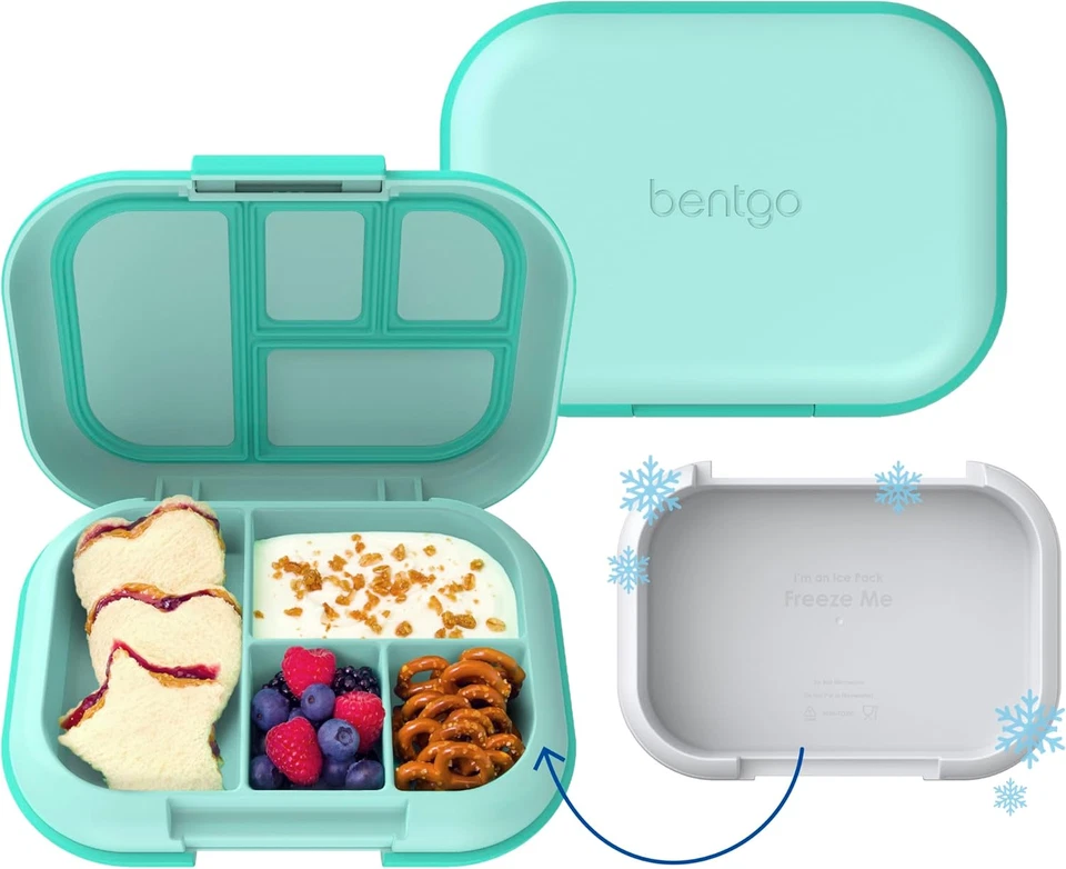 Bentgo Chill Kids Leak-Proof Lunch Box - 4-Compartment Bento Box with Built-In I