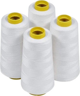 Polyester sewing thread cones quilting serger white 4 pack - Image 1 of 4