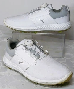 Puma Ignite Pwrcage weiß silber Junior Golfschuhe Turnschuhe Größe 5 - sehr guter Zustand - Bild 1 von 7