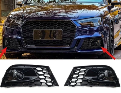 For Audi A3 S3 2017-2021 Black Bumper Fog Light Lamp Cover Grille Bezels - Imagem 1 de 4