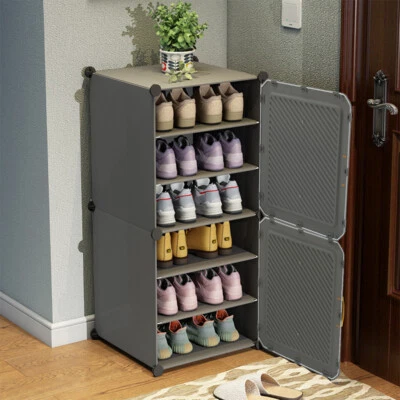 HOMEWARE-SUPPLIER Entryway Shoe Rack Organizer Stackable Shoes Shelf Footwear Storage Cabinet Cube