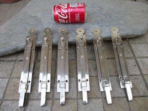 VINTAGE 1 (ONE) IN TRUE BRASS NIQUEL STRONG DOOR LATCH SLIDE BOLT LOCK SHUTTER Cover