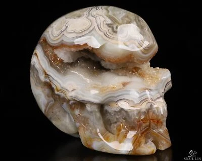 Calavera de cristal tallada geoda ágata de encaje loco rojo de 2,0", realista, cristal curativo Foto 1 de 4