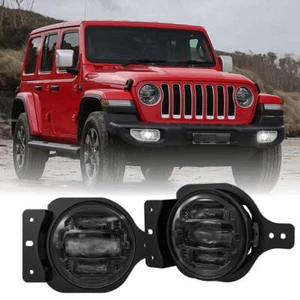 For Jeep Wrangler JL 2018-2022 4" LED Driving Fog Lights Bumper w/ Brackets - Picture 1 of 12