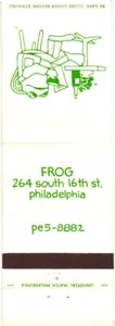 Frosch Philadelphia Pennsylvania Restaurant Vintage Streichholzschachtelhülle - Bild 1 von 2
