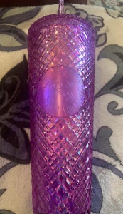 New Starbucks 2023 Purple Pink Taffy Jeweled Venti Cold Cup Tumbler 24 oz - Picture 1 of 5