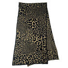 Michael Kors Animal Print Knit Rectangle Neck Scarf Black Brown Chic Leopard