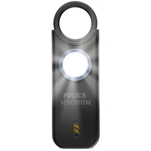 Police Magnum Personal safety alarm Keychain-135dB Rechargeable LED Siren- Black - Picture 1 of 10
