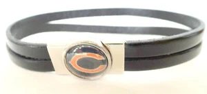 BRACCIALE CHICAGO BEARS CHIUSURA MAGNETICA PELLE 7 POLLICI - Foto 1 di 4