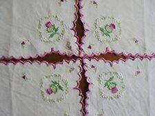 VINTAGE DOILIES THISTLES HAND EMBROIDERED SET OF 4