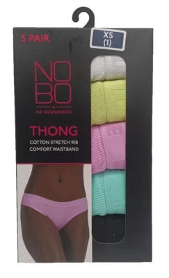 NIB No Boundaries 5 Pairs Thongs Women's Size XS (1) Nice spring colors - Image 1 of 2