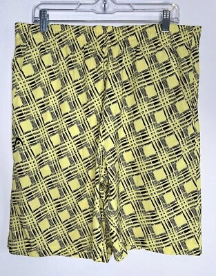 Head  Shorts Men's Size XL Pockets Yellow Blue Plaid Elastic Drawstring Light - Image 1 of 4