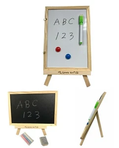 2 in 1 Desktop Wooden Wood Blackboard White Board Magnet Chalk Message Board  - Afbeelding 1 van 4