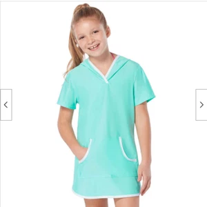 Free Country Youth Girl's Swim Sun Mesh Hooded Kangaroo Cover Up SZ M  SPEARMINT - Picture 1 of 3